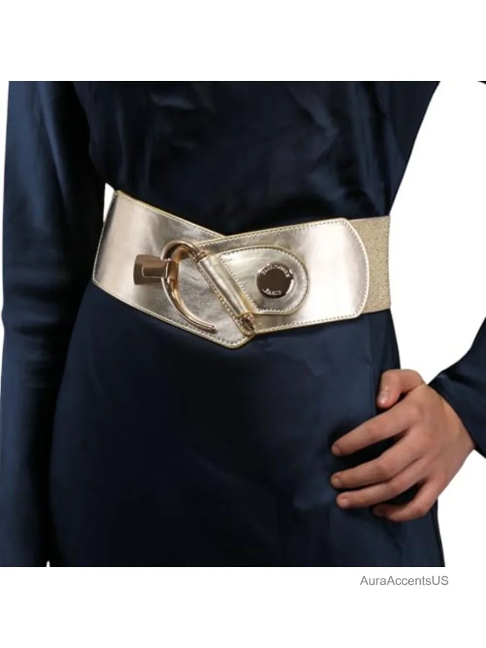 Genuine Italian Leather Elastic Wide Belt Women's 3.15